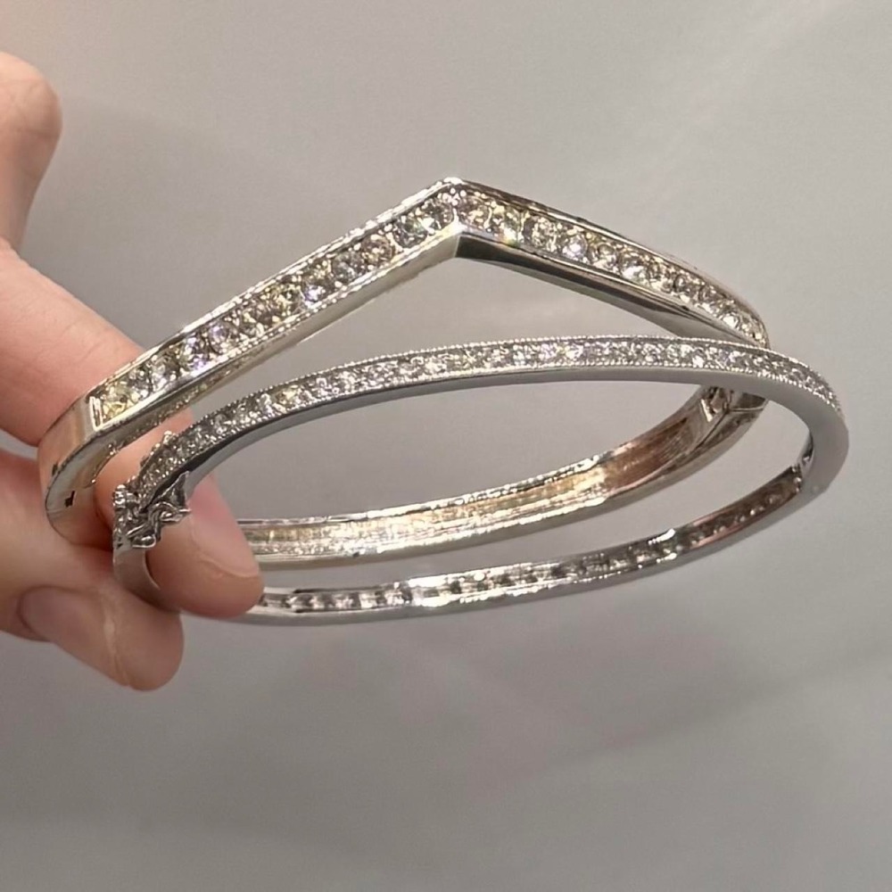 2 bangle bundle glam crystal Hinged Bangle Bracelets